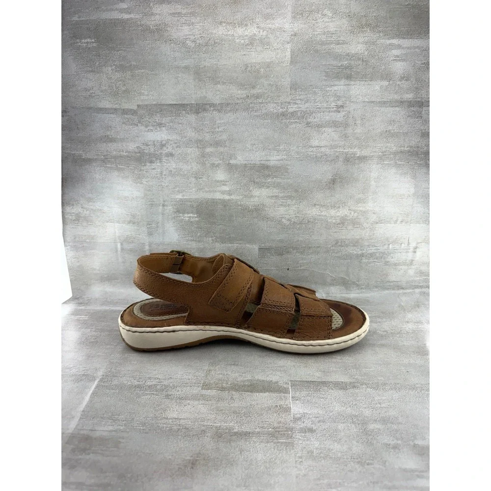 Born Khela Men Sz 10M Tan Leather Fisherman Sandals Strappy Buckle Shoes